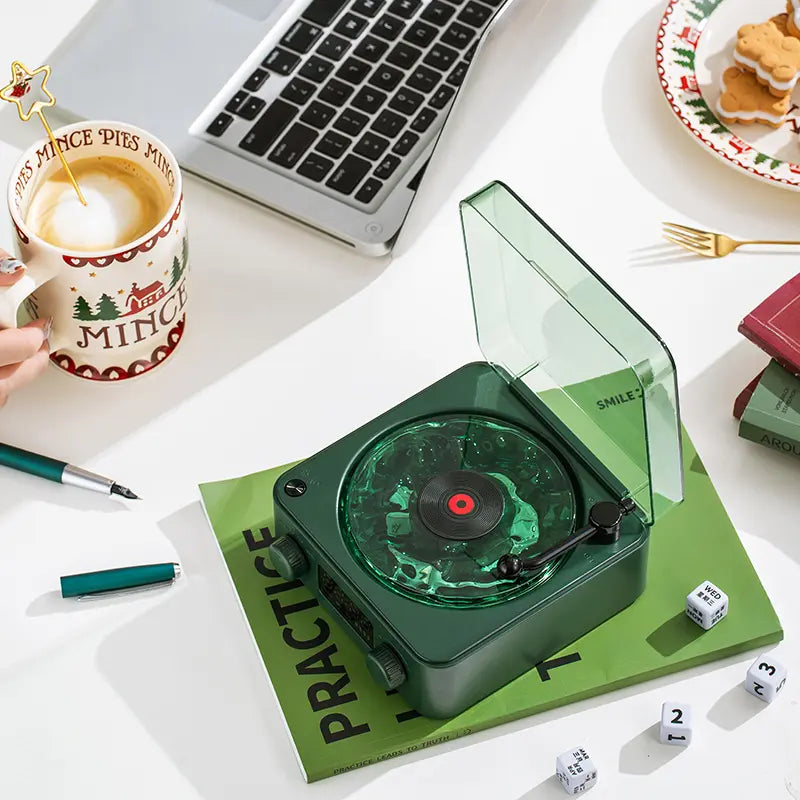 The Waves Wireless Bluetooth Speakers, Vinyly-Like Music Player, Portable Vintage Speaker with Adjustable Light and Time for Bedroom, for Party, Holiday Gifts Ideas, Mood-Regulating Accessories