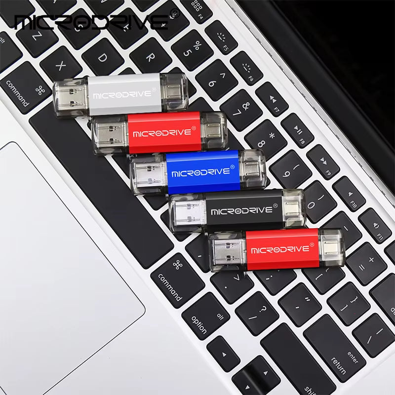 Type-C USB Flash Drive OTG 2-in-1 USB 2.0 and Micro USB Pen Drive, Available in 128GB, 64GB, 32GB, 16GB, 8GB, and 4GB Capacities