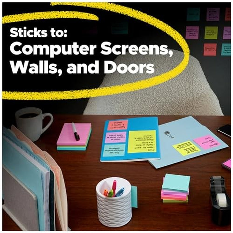 Post-It Super Sticky Notes, 2 in X 2 In, 8 Pads, 2X the Sticking Power,