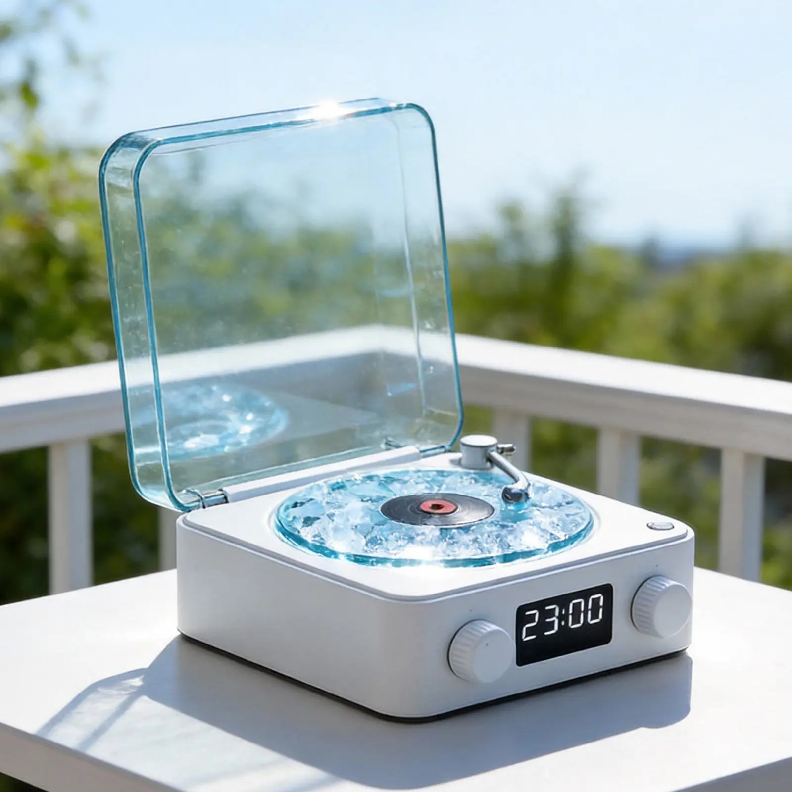 The Waves Wireless Bluetooth Speakers, Vinyly-Like Music Player, Portable Vintage Speaker with Adjustable Light and Time for Bedroom, for Party, Holiday Gifts Ideas, Mood-Regulating Accessories